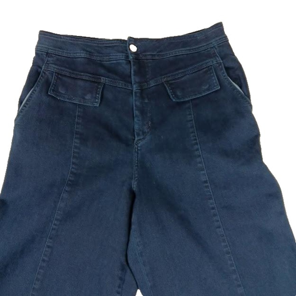 Pilcro Pants Womens 32 Blue Wide Leg High Rise Cropped Denim Casual Flap Pockets